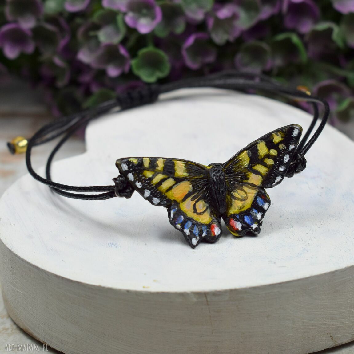 bransoletki: Sznurkowa bransoletka z motylkiem Handmade