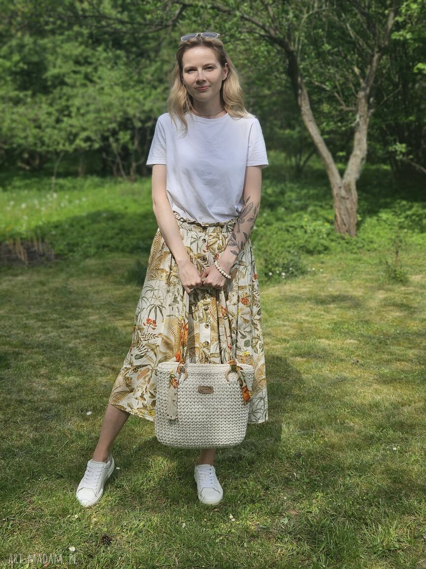 Sznurkowa szoperka torebka prezent ręki szydełkowa torbą