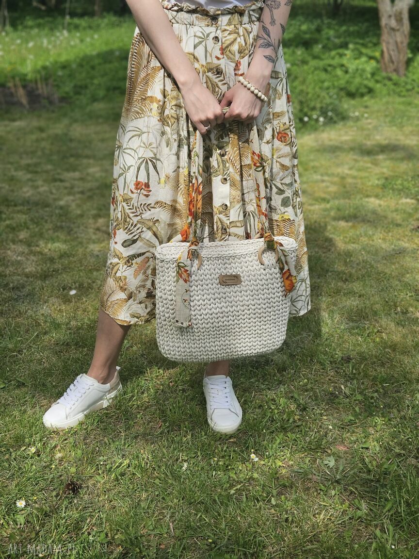 torebki: Sznurkowa torba szoperka Ręcznie zrobione