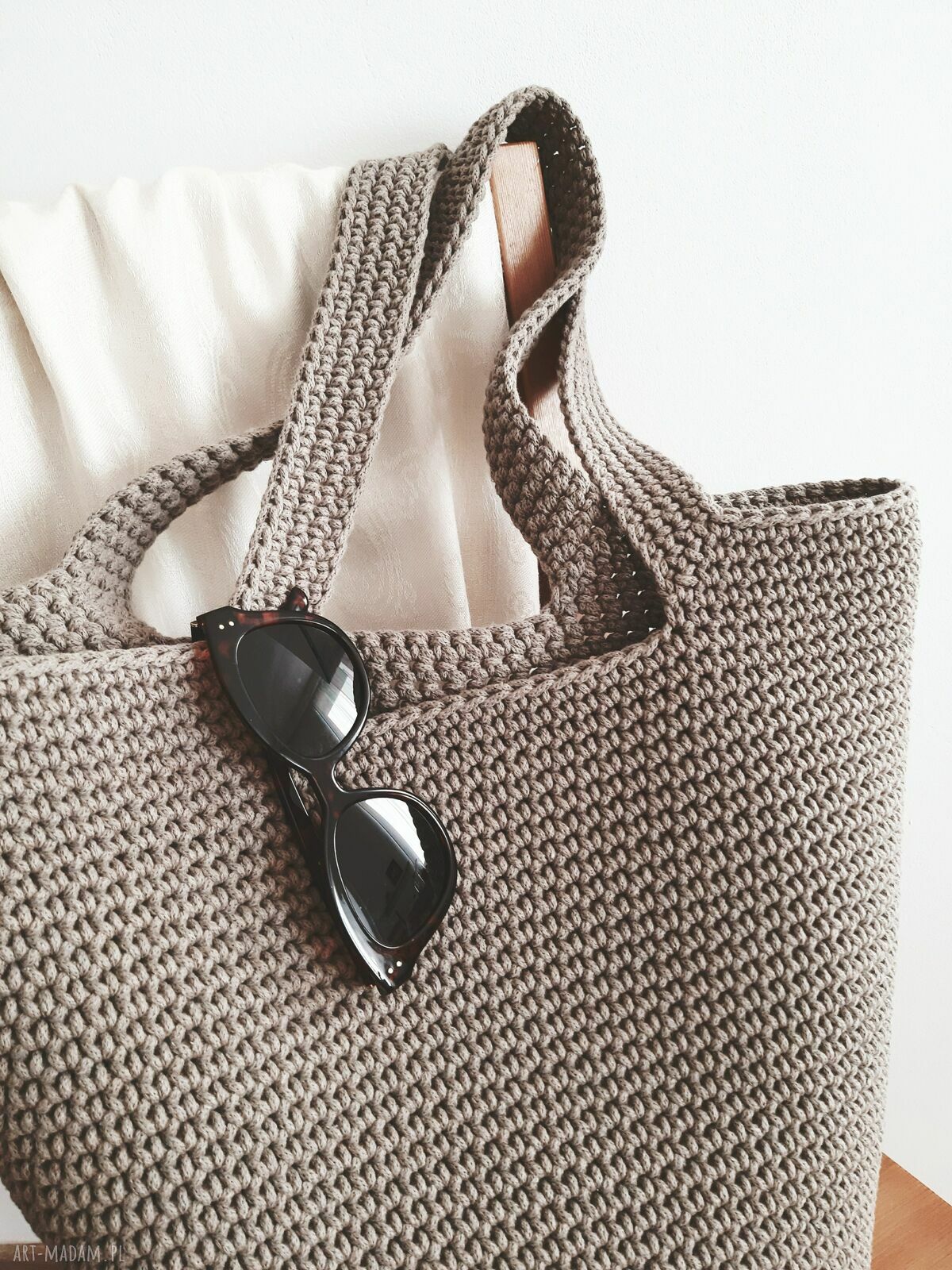 Sznurkowa torba typu shopper - ręcznie robiona z bawełnianego sznurka