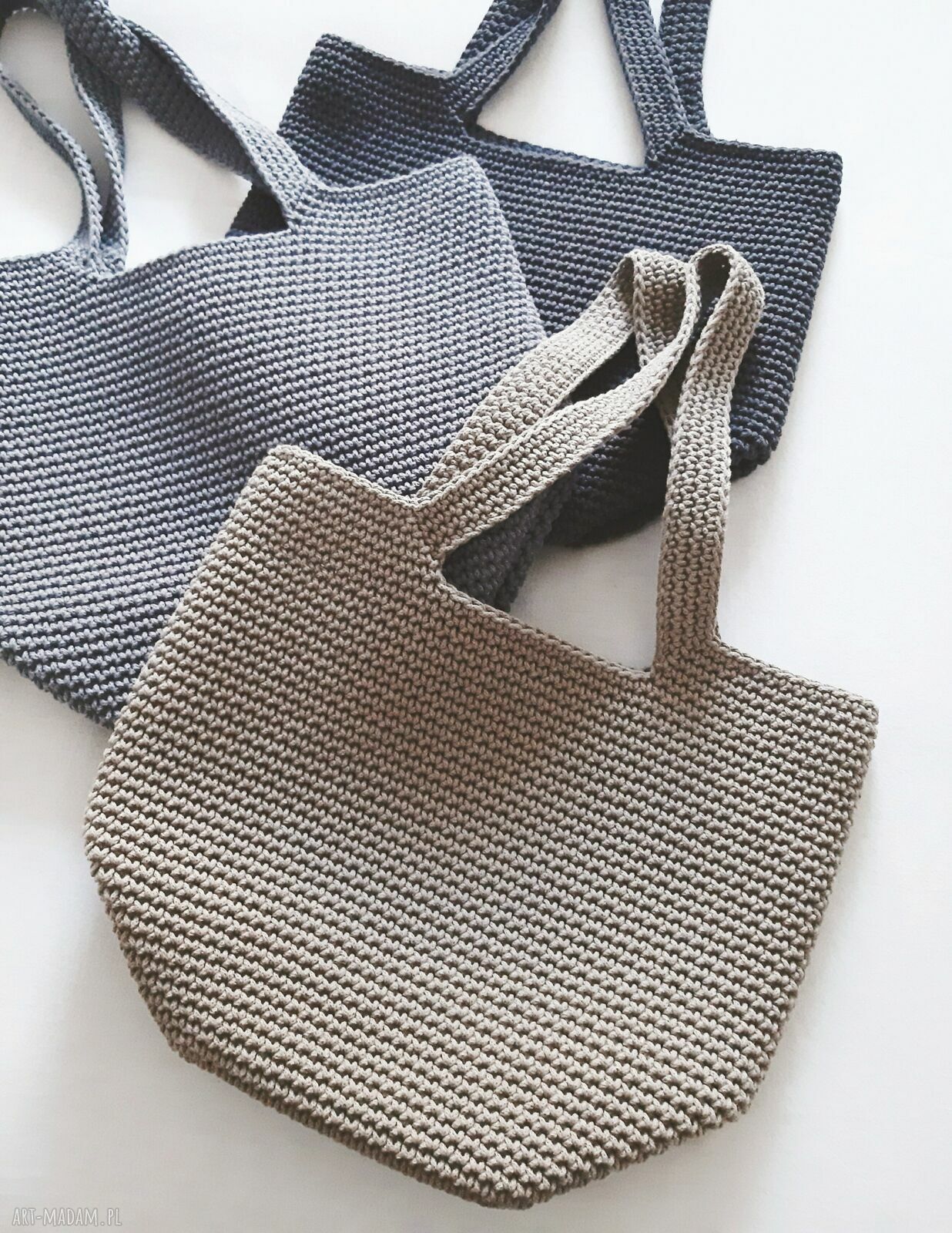 Sznurkowa torba typu shopper - ręcznie robiona z bawełnianego sznurka