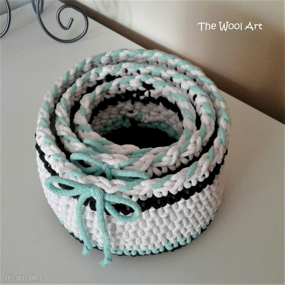 kosze: sznurkowe koszyki komplet HandMade