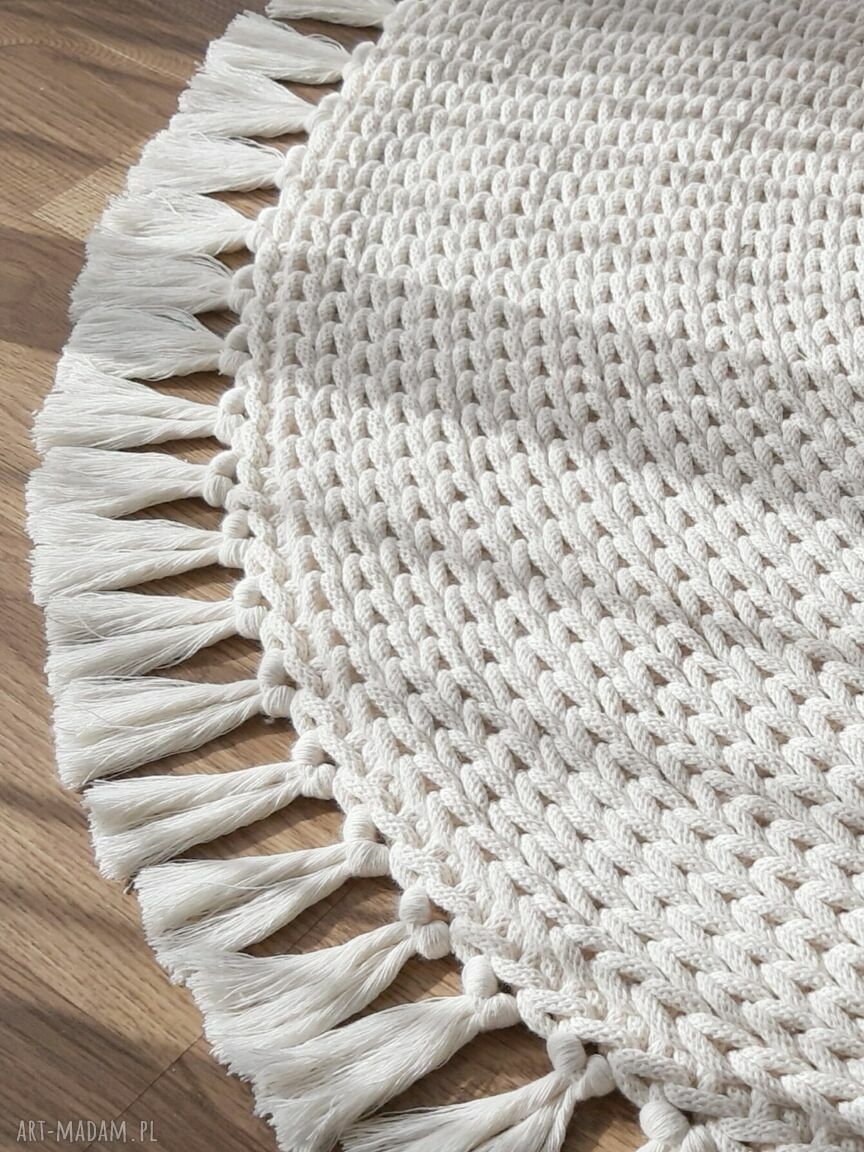 Sznurkowy dywan 100 cm w kolorze kremowym