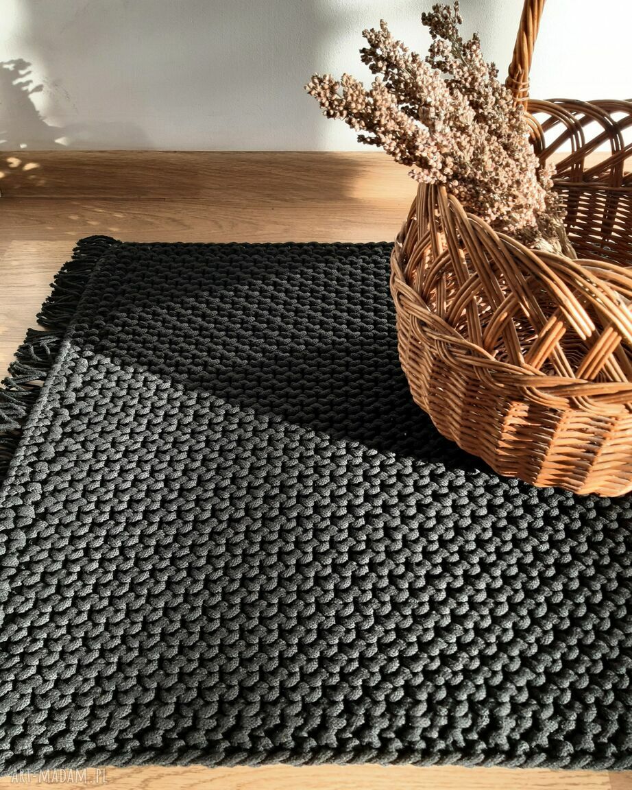 Ręcznie pleciony sznurkowy dywan 120x170 cm w butelkowej zieleni