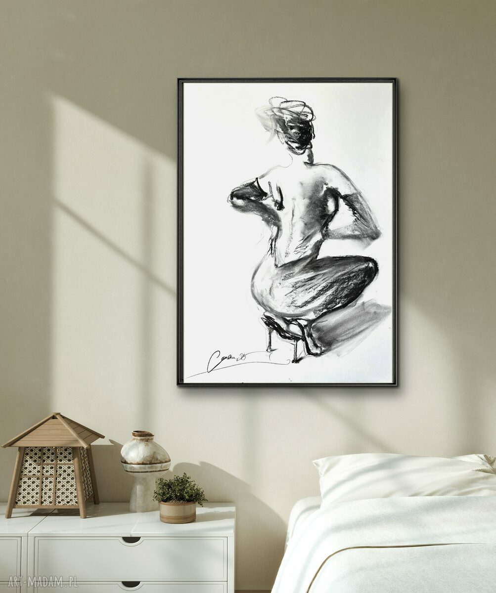 Szpilki - obraz 100x70 cm z węgla do sypialni