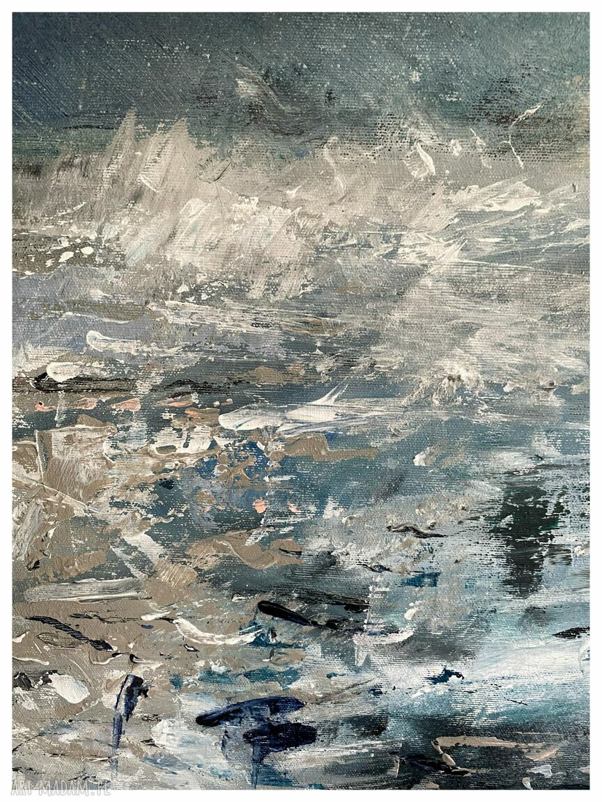 Sztorm i - obraz akrylowy ręcznie malowany na płótnie 73x92 cm do salonu i sypialni
