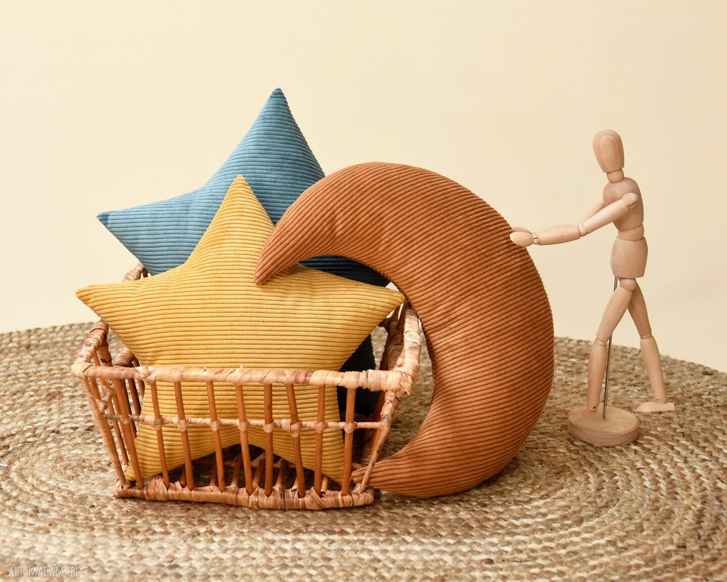 Sztruksowa poduszka księżyc 39 cm