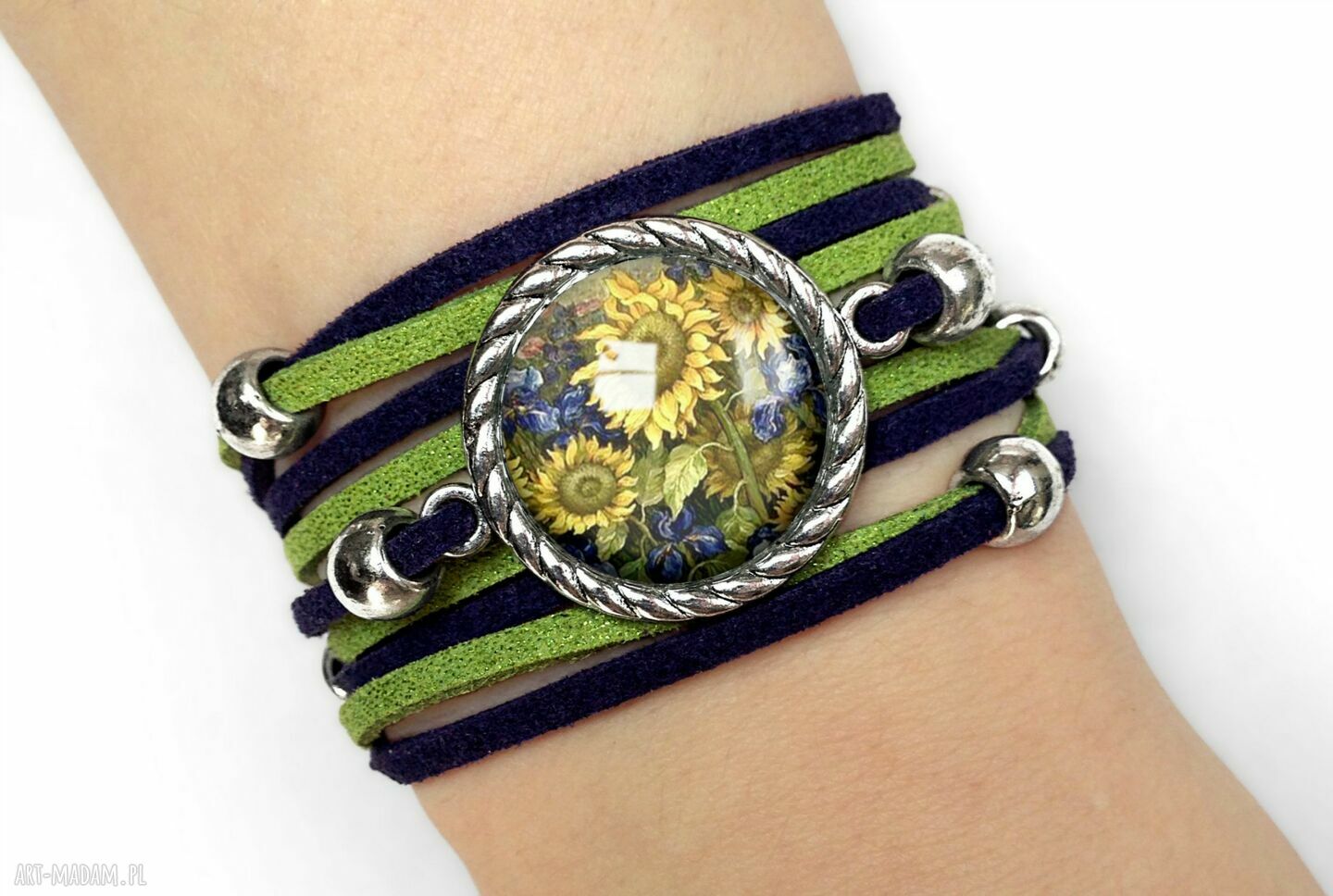 Bransoletka van gogh słoneczniki kwiaty sztuka ręcznie robiona