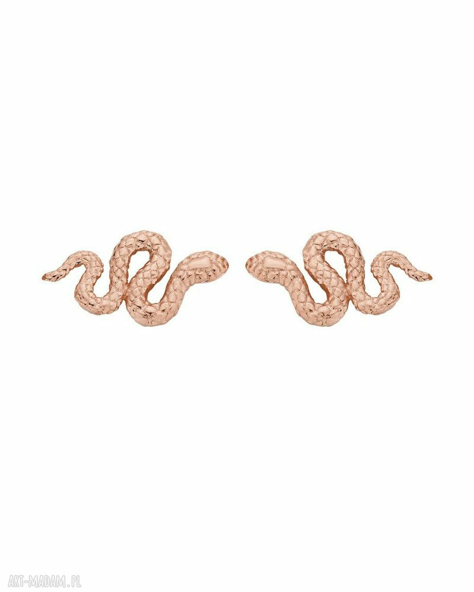 Kolczyki węże różowego złota różowe wąż baranki sztyft zł