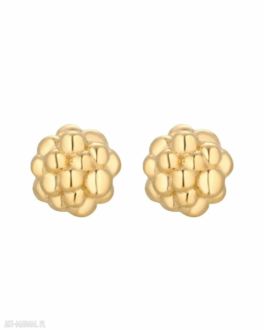 Złote kolczyki kuleczki kulki kuleczkami sztyft całość wykonana