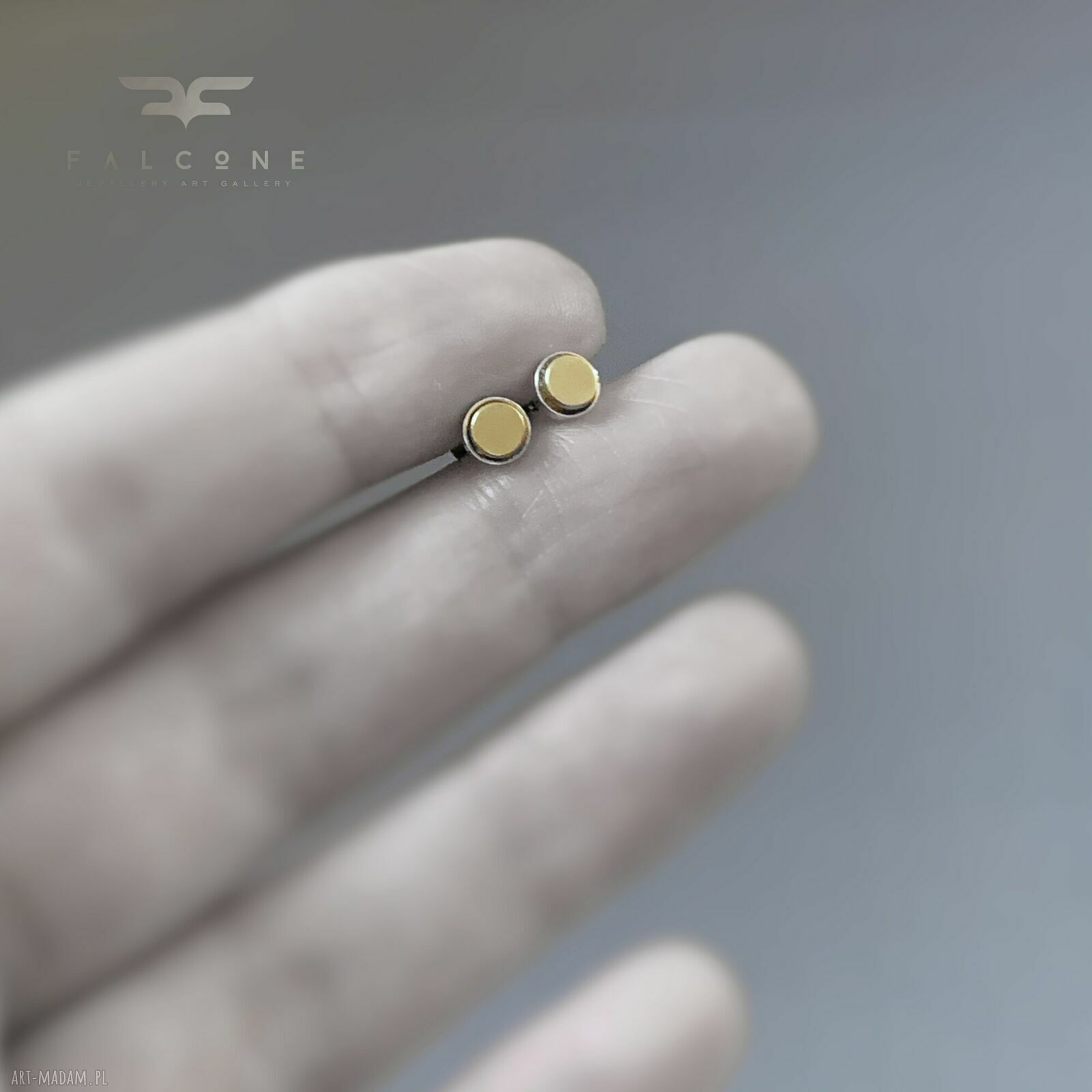 Kolczyki sztyfty ze srebra 925 i mosiądzu Falc-One (4 mm)