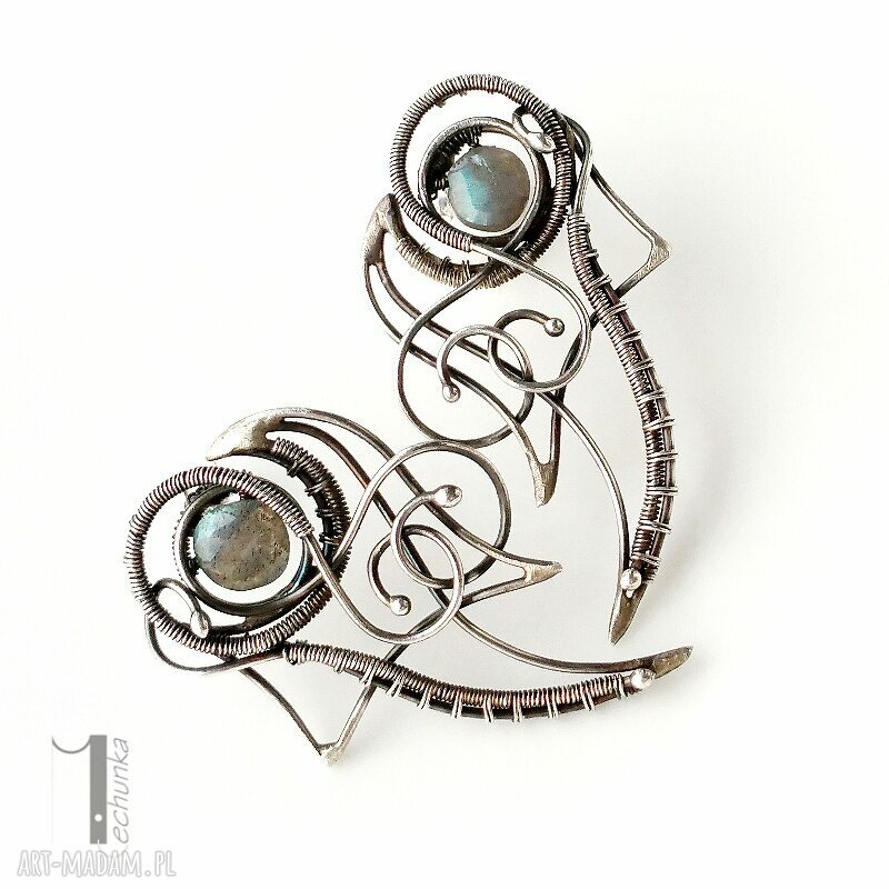 Dragonfly kolczyki labradorytem sztyfty srebrne labradoryt