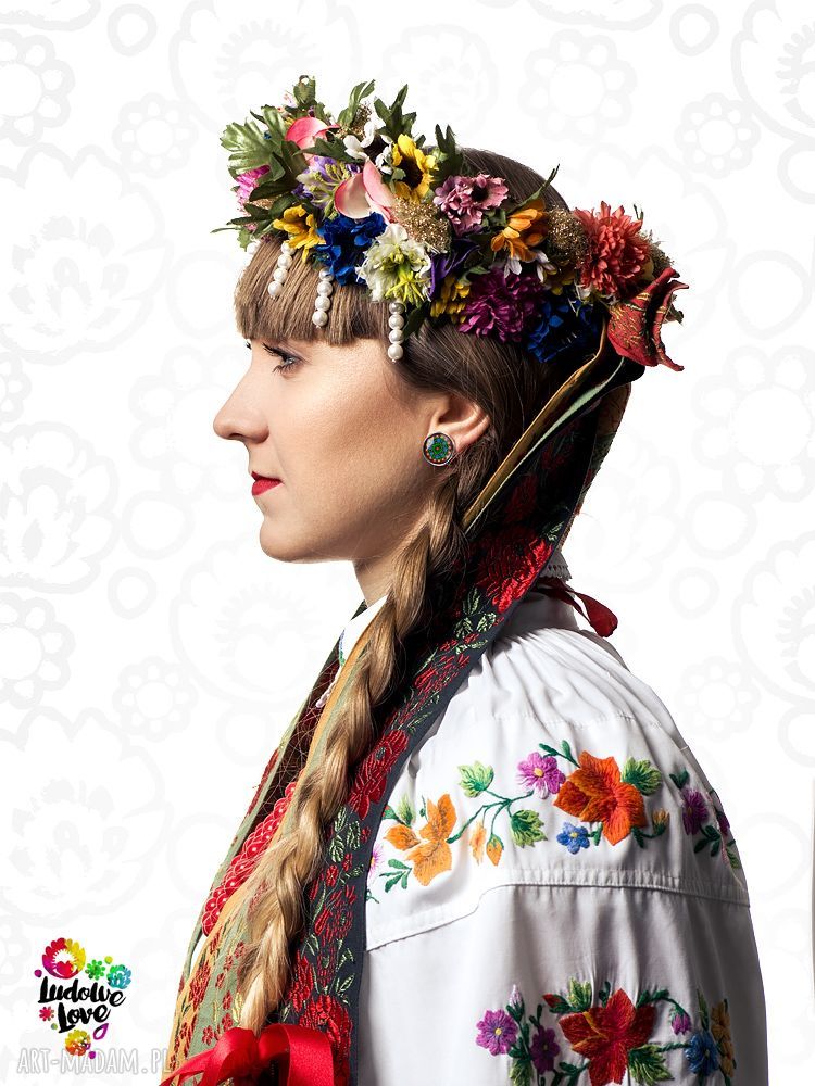 Kolczyki sztyfty WYCINANKA - ludowe kwiaty Łowicz