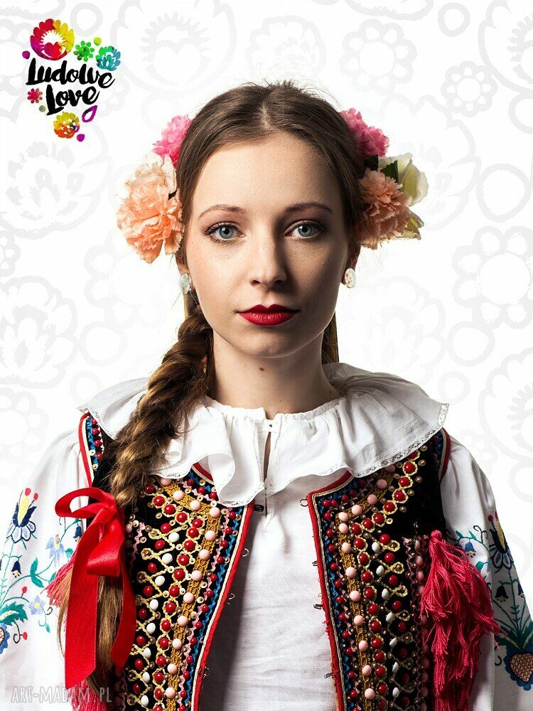 Kolczyki sztyfty Pole Kwiatów - maki i chabry w stylu folk
