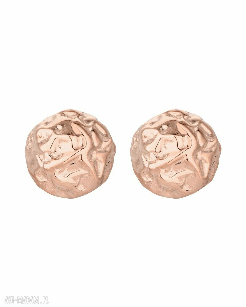 Kolczyki duże gniecione koła różowego sztyfty złote