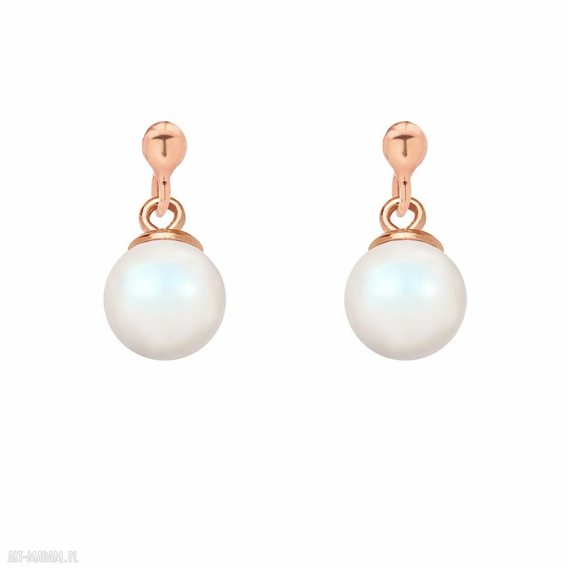 Kolczyki różowego złota opalizującą perłą swarovski® crystal