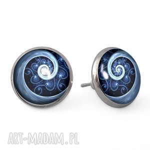 eggin egg niebieska spirala - kolczyki wkrętki - biżuteria, szklana