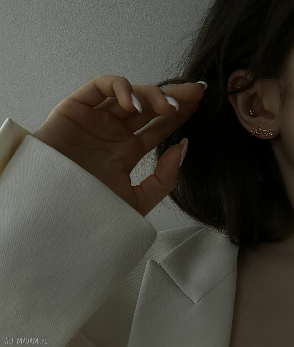 Złote kolczyki kokardki ręcznie robione handmade, idealne na prezent