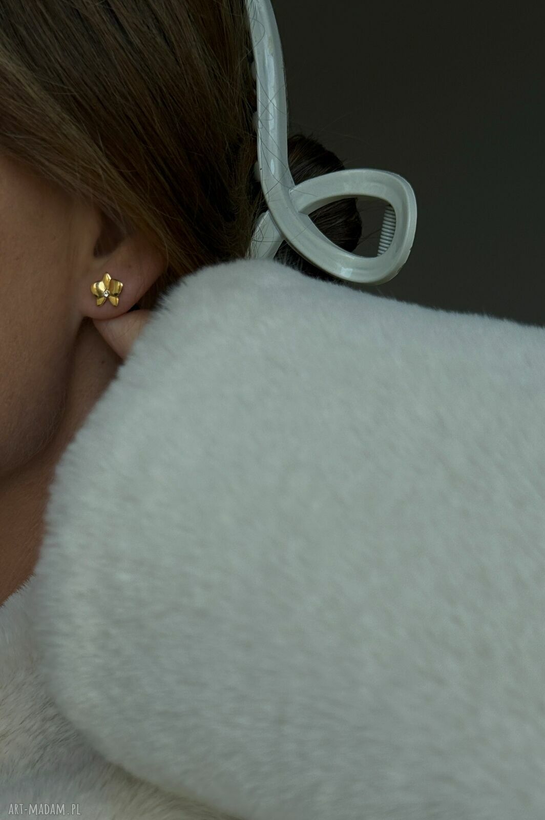 kolczyki: Złote kolczyki orchidee z kryształkami HandMade