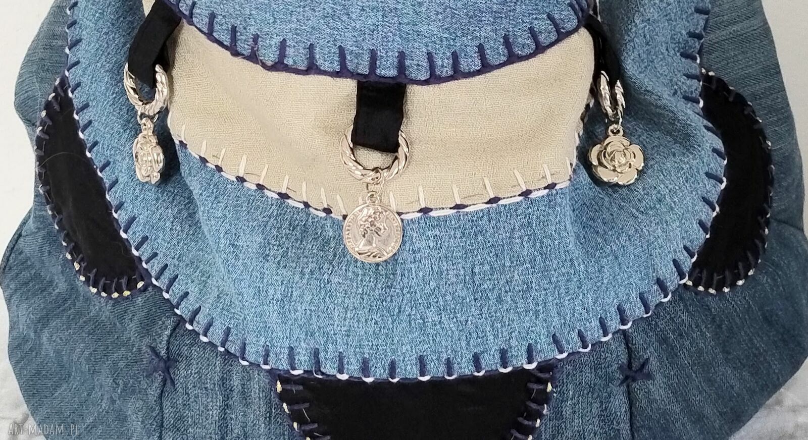 Torebka balonowa boho hippie z jeansu na ramię