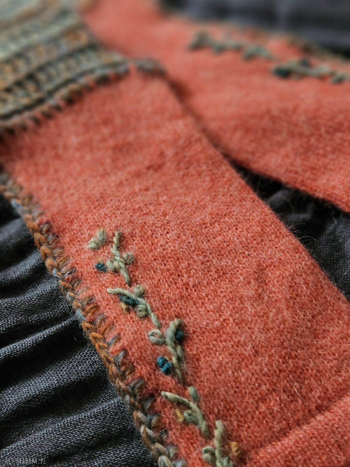 Mitenki ocieplacze na dłonie wełna merino, moher i jedwab ręcznie szydełkiem The Wool Art