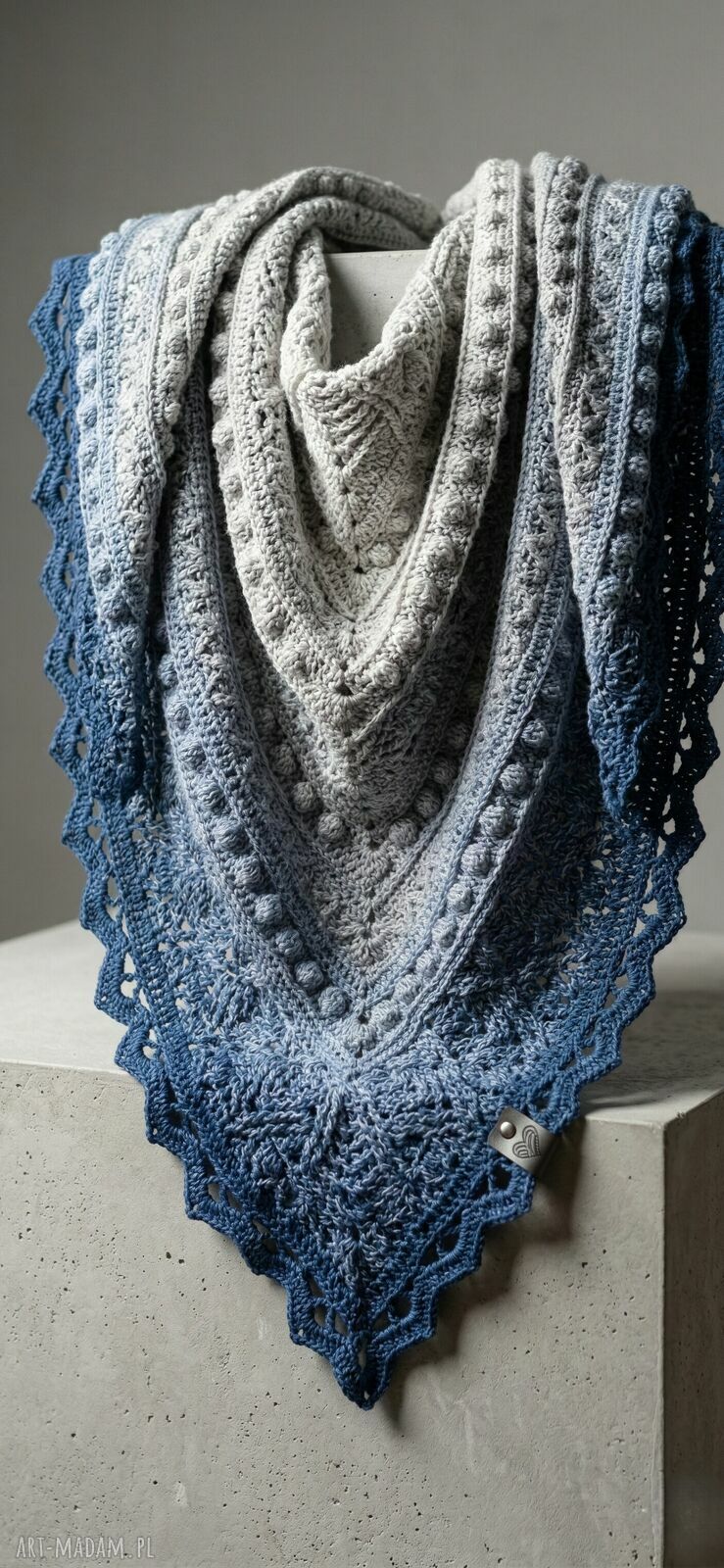 Szydełkowa Chusta - Spokój Oceanu (ombre, handmade)
