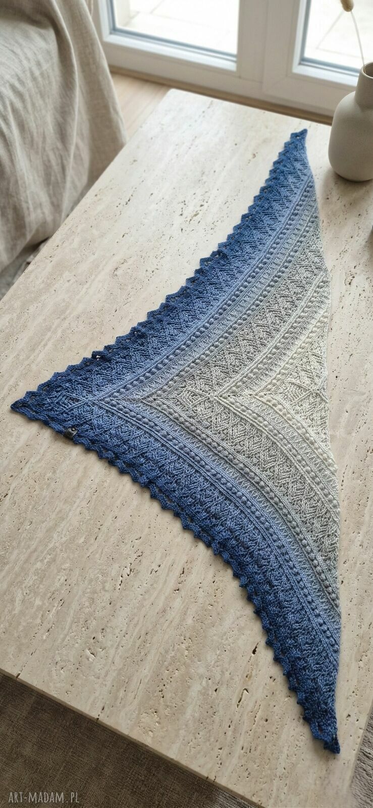 Szydełkowa Chusta - Spokój Oceanu (ombre, handmade)