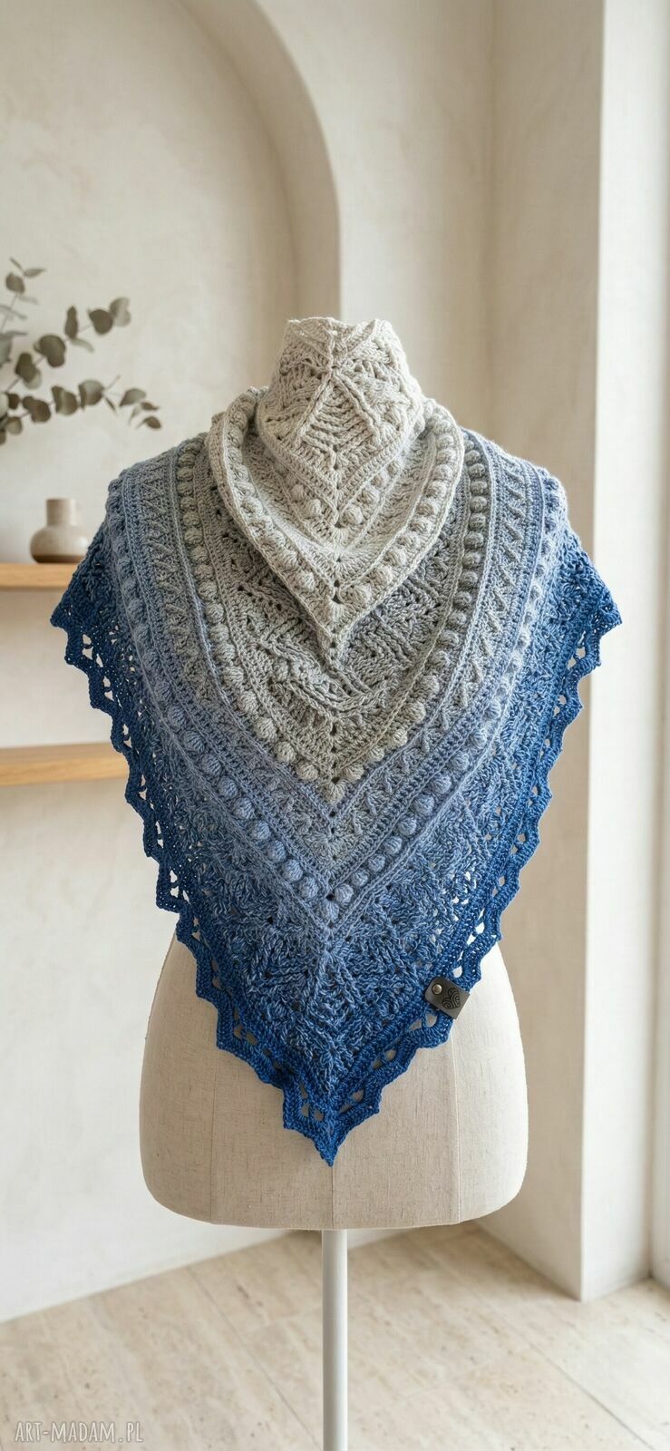 Szydełkowa Chusta - Spokój Oceanu ombre, handmade