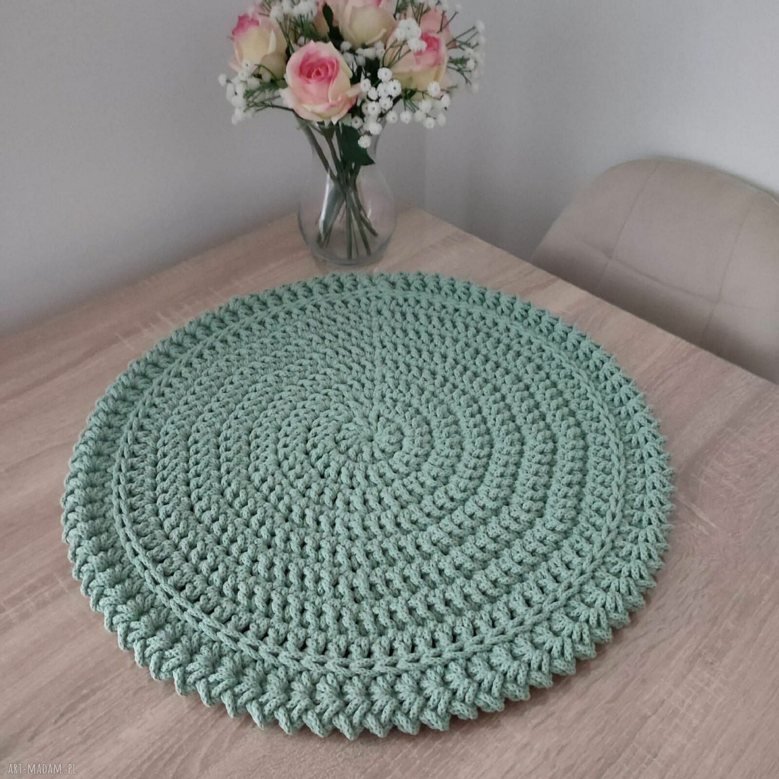 Ręcznie szydełkowana podkładka Boho 55 cm z bawełnianego sznurka
