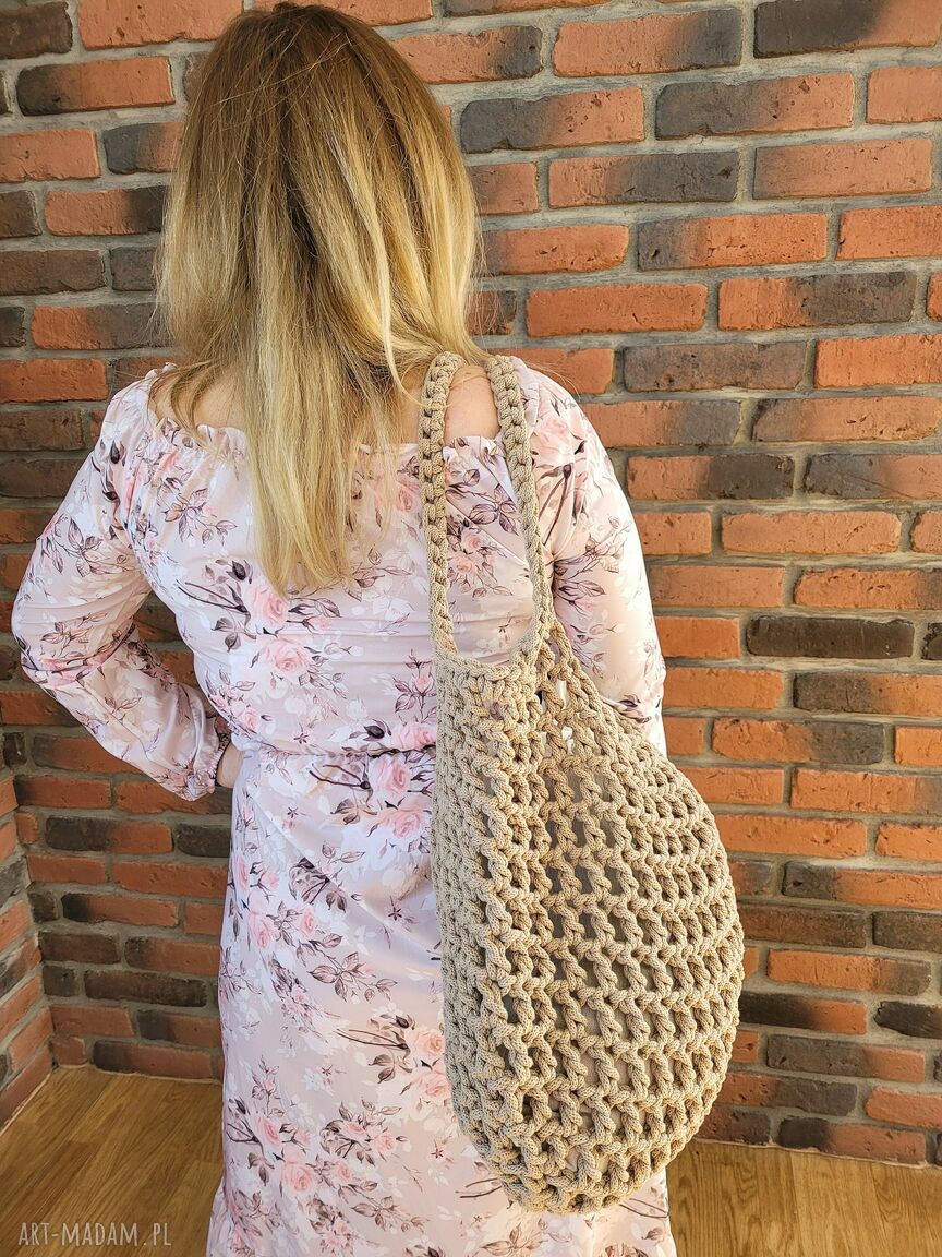 Szydełkowa torba Market Bag - piaskowa beżowa na zakupy