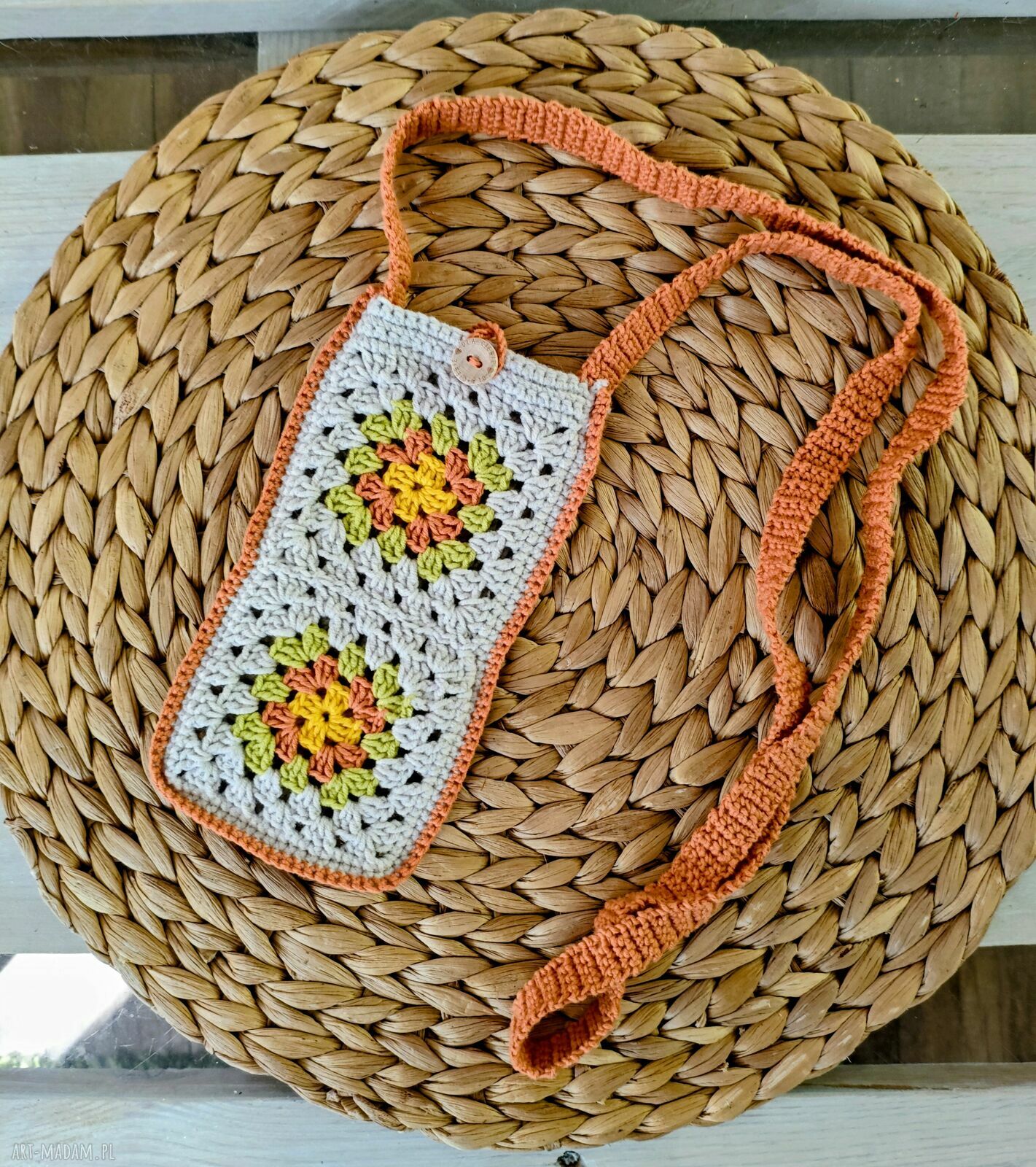 Szydełkowe etui na telefon mini torebka handmade