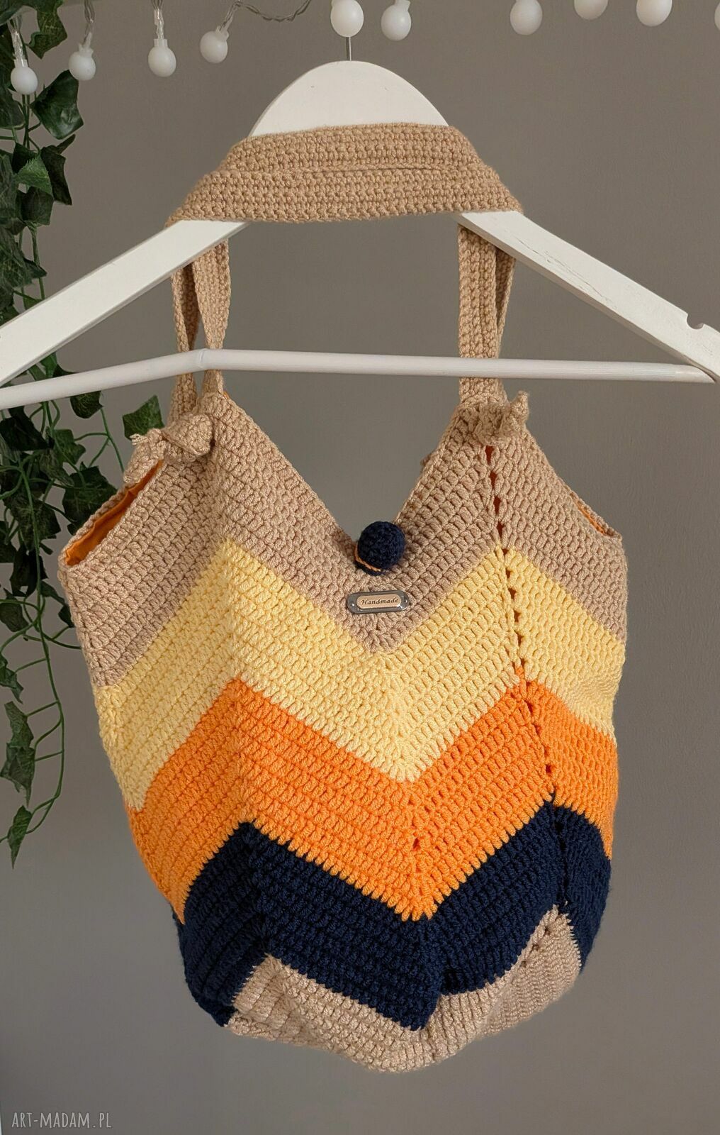 Torebka szydełkowa „Sunset Vibes” - boho na ramię z podszewką