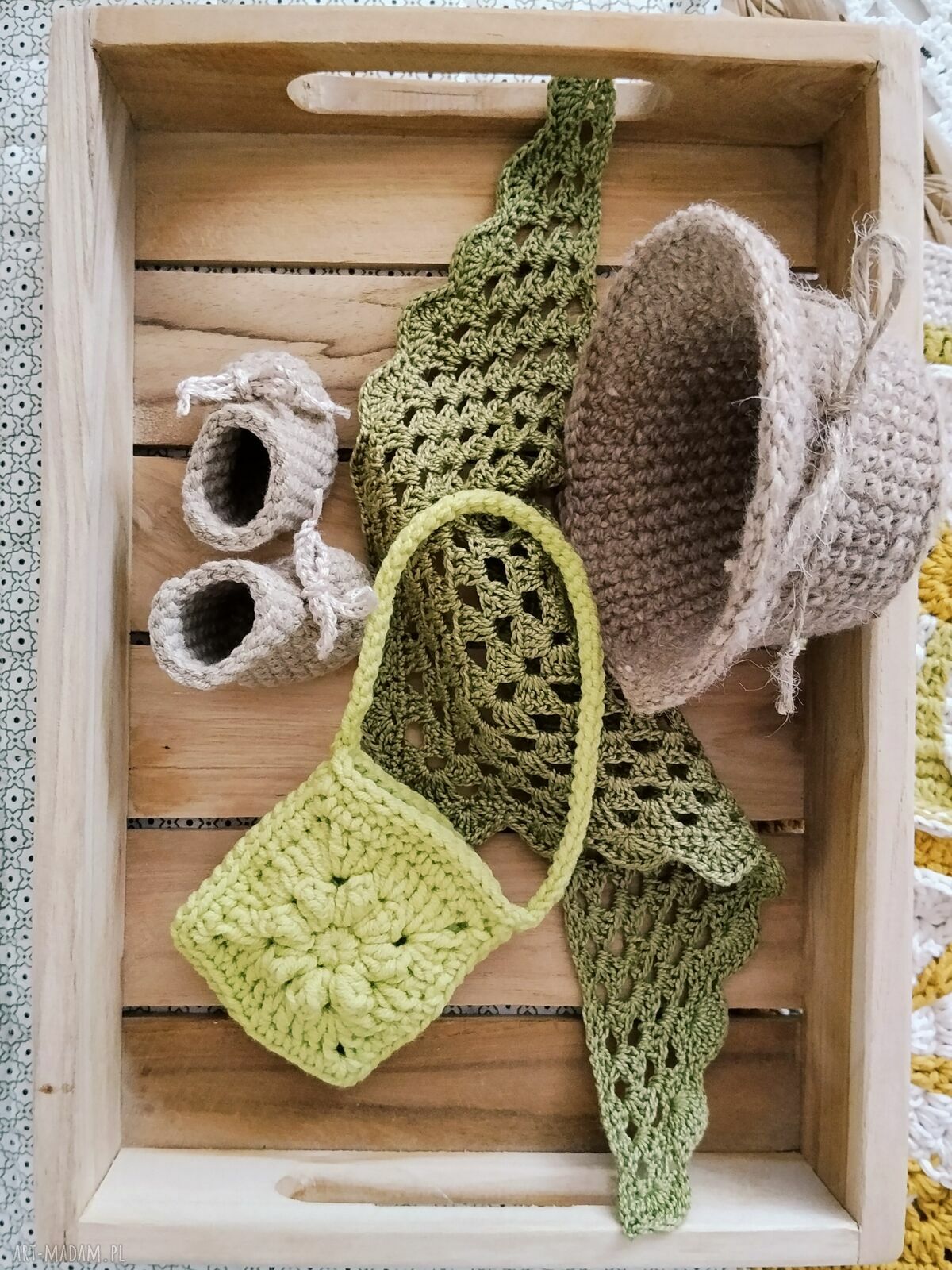 Szydełkowa lalka zielona dla dziewczynki (ok. 30 cm) - handmade