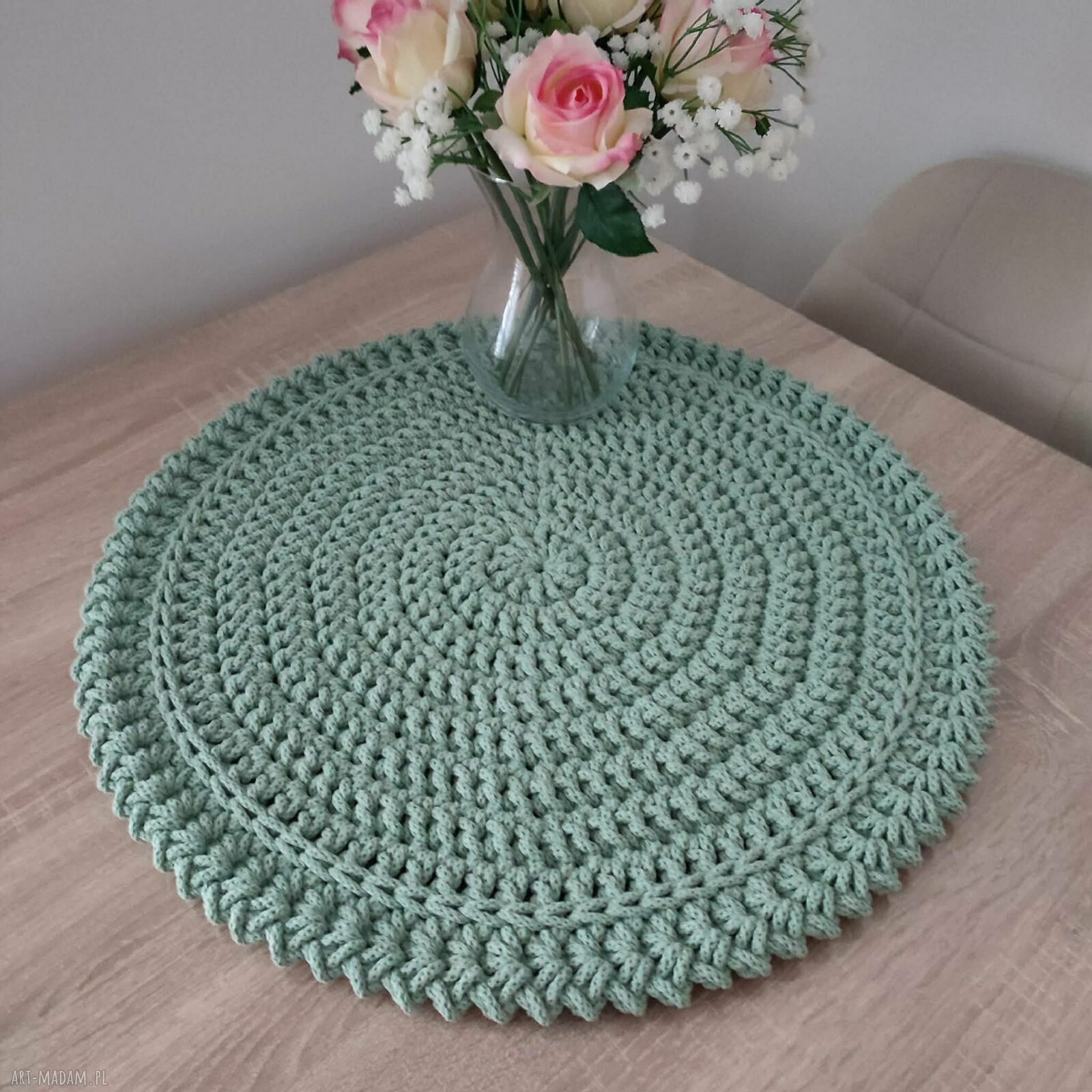 Ręcznie szydełkowana podkładka Boho 55 cm z bawełnianego sznurka