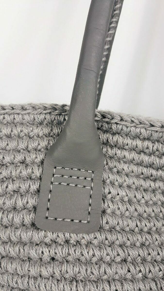 Torba szydełkowa "SZARY KOSZ" - miejski shopper na ramię