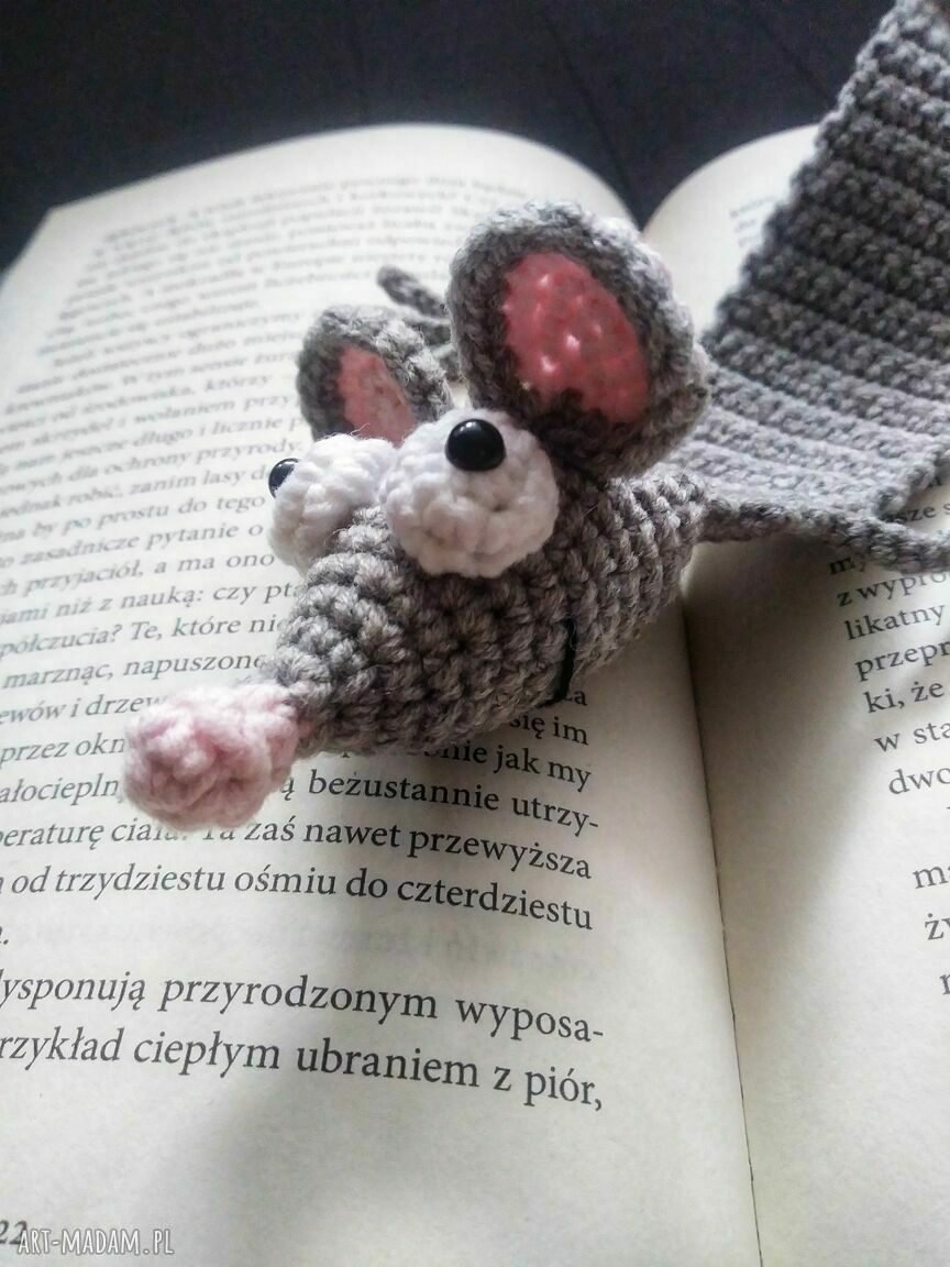Szydełkowa zakładka mysz długa