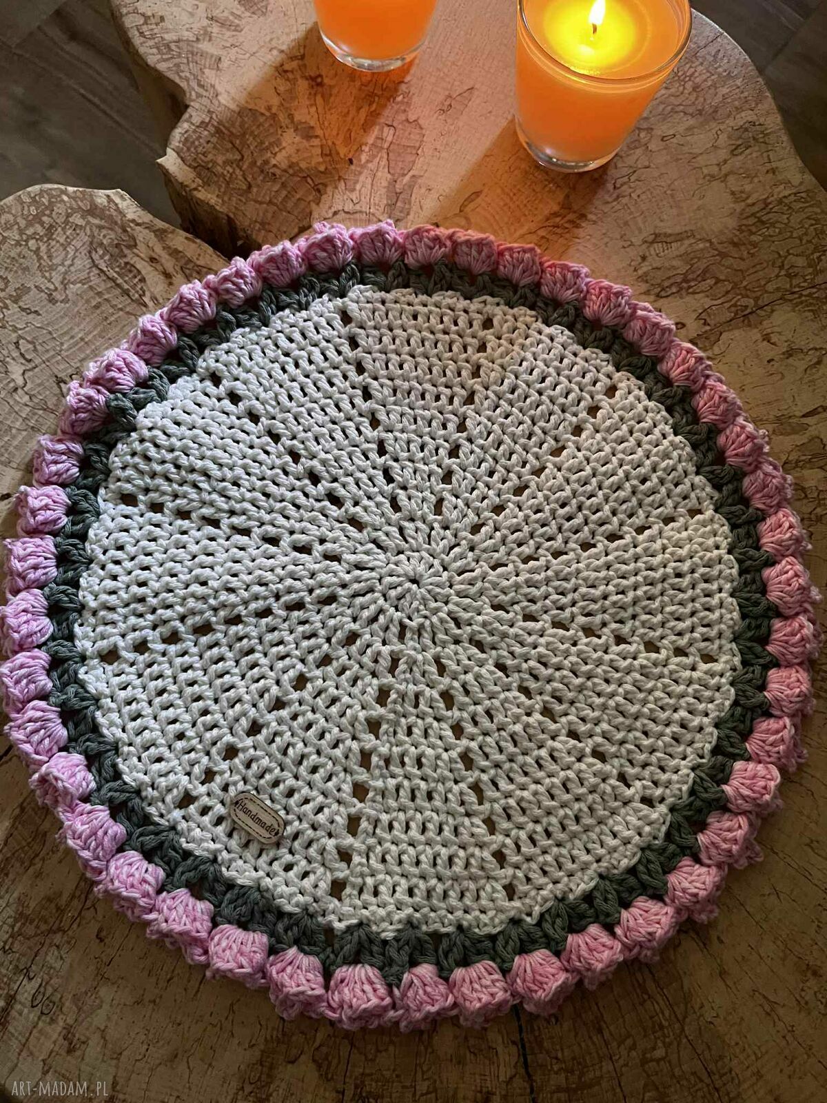 Szydełkowe podkładki z bawełnianego sznurka - zestaw 6 sztuk (35 cm)