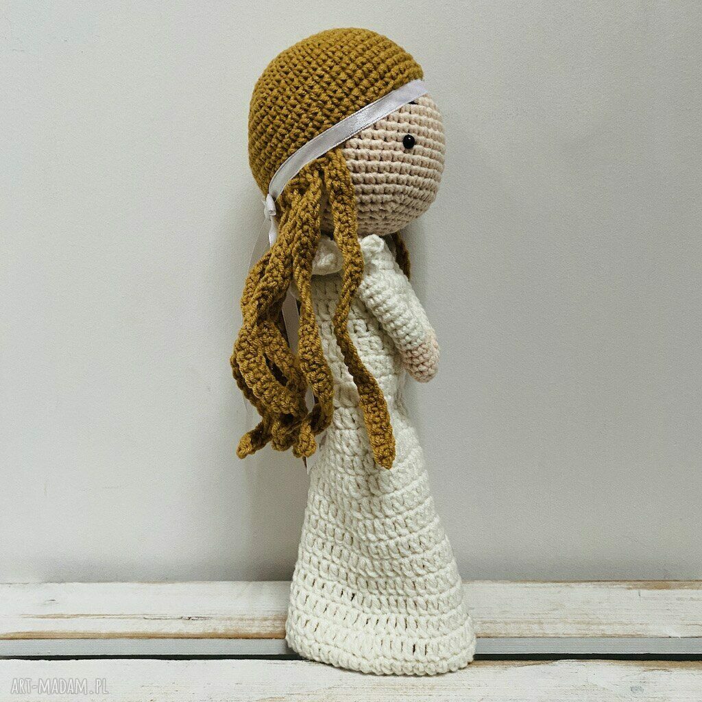 Szydełkowy Anioł Stróż handmade - lalka dekoracyjna dla dziecka