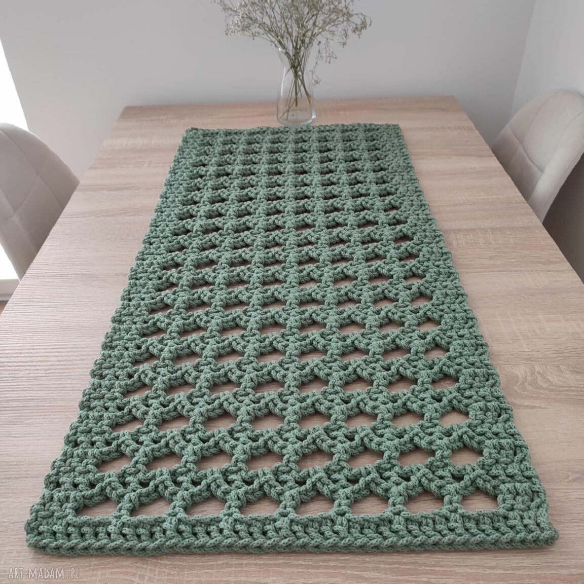 Bieżnik szydełkowy prostokątny 45x95 cm ze sznurka bawełnianego
