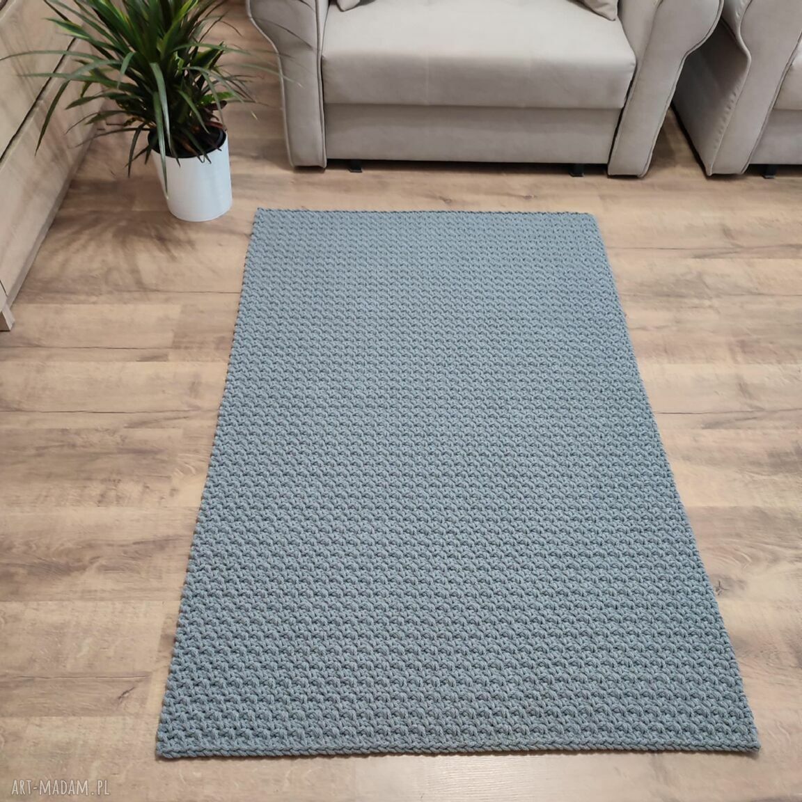 Dywan szydełkowy prostokątny ze sznurka 90x150 cm - boho do wielu wnętrz