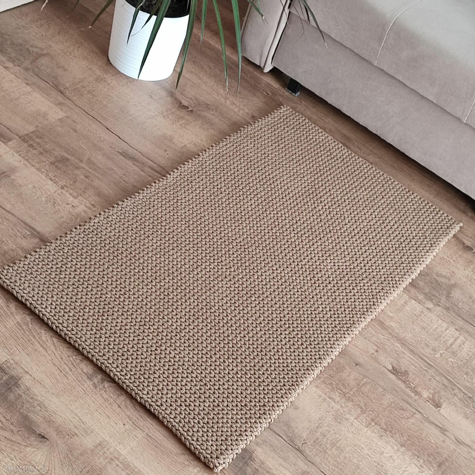 Dywan szydełkowy prostokątny z bawełnianego sznurka 60x110 cm do sypialni