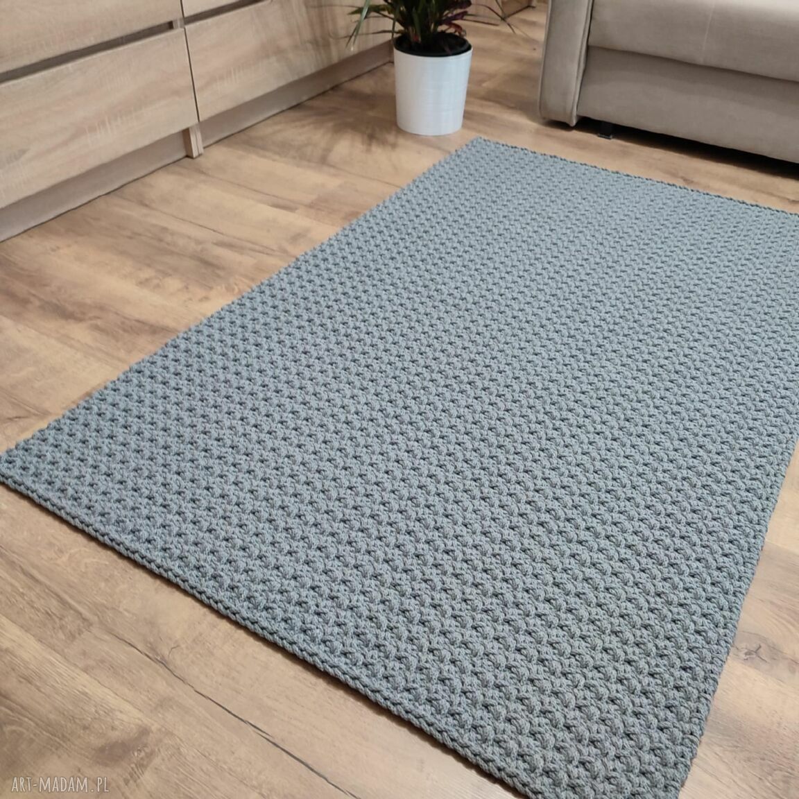 Dywan szydełkowy prostokątny ze sznurka 90x150 cm - boho do wielu wnętrz