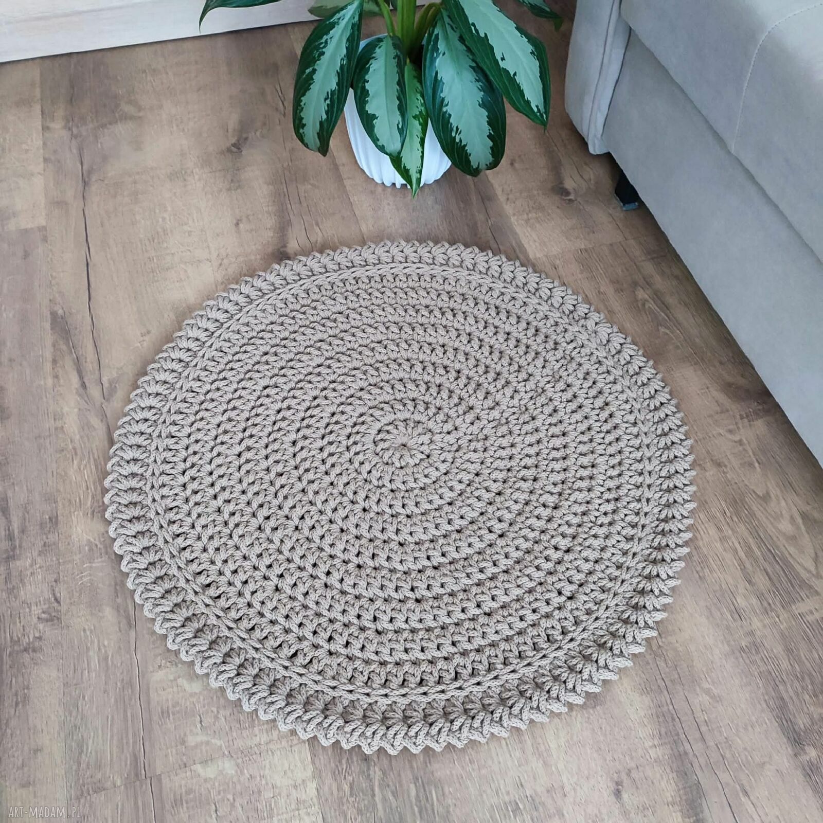 Okrągły dywan szydełkowy ze sznurka bawełnianego 60 cm