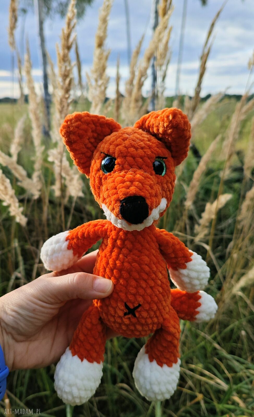 Szydełkowy lisek - jesienna przytulanka handmade 15 cm
