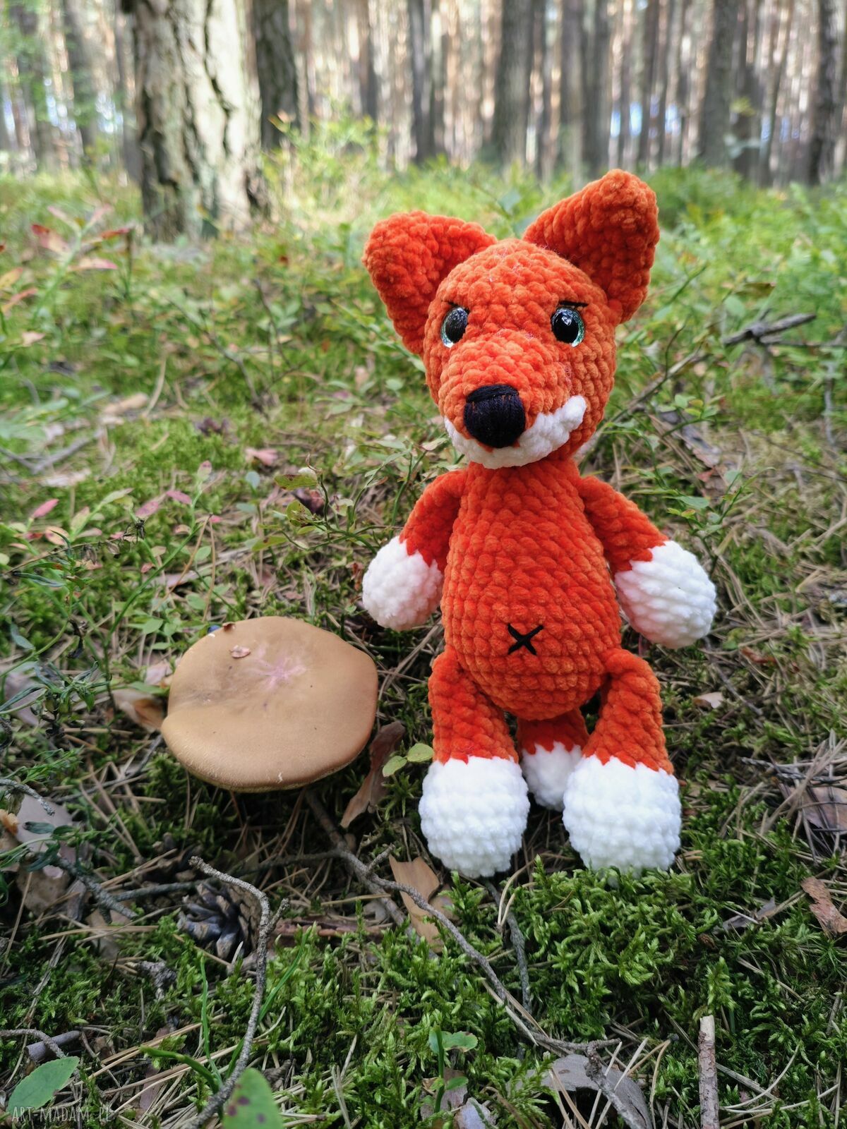 Szydełkowy lisek - jesienna przytulanka handmade 15 cm
