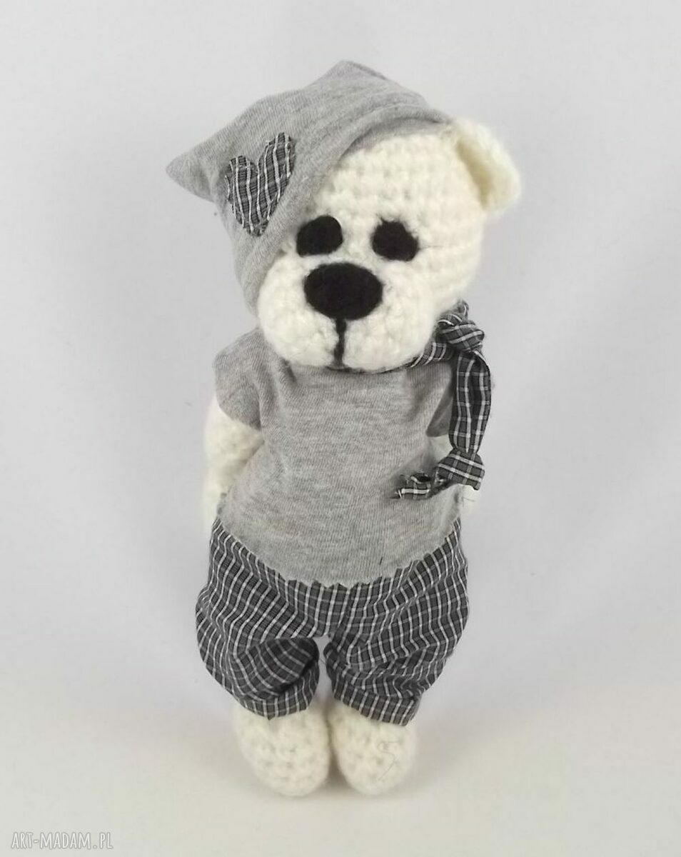 Szydełkowy miś Ignas - ręcznie robiona maskotka 25 cm