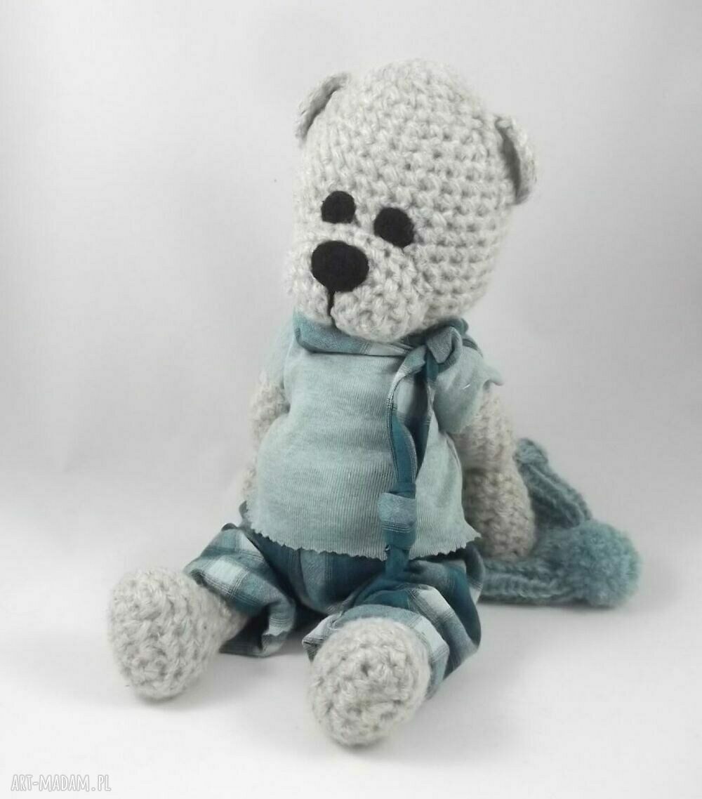 Szydełkowy miś Leoś - oryginalna maskotka handmade 38 cm
