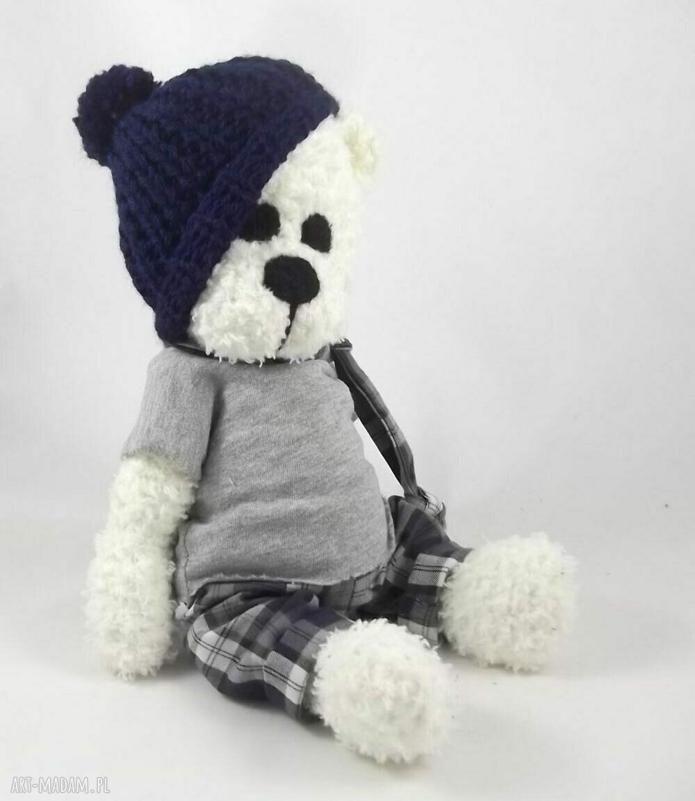 Szydełkowy Miś Filip - 37 cm, ruchome rączki i nóżki