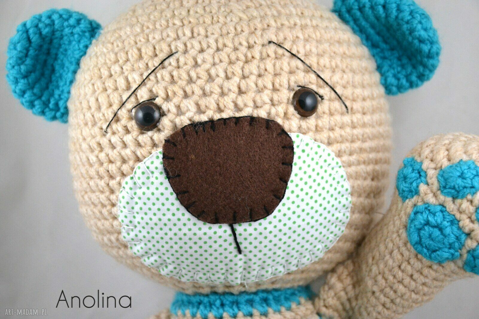 Szydełkowy miś Stefan - przytulanka handmade (ok. 38 cm) na prezent