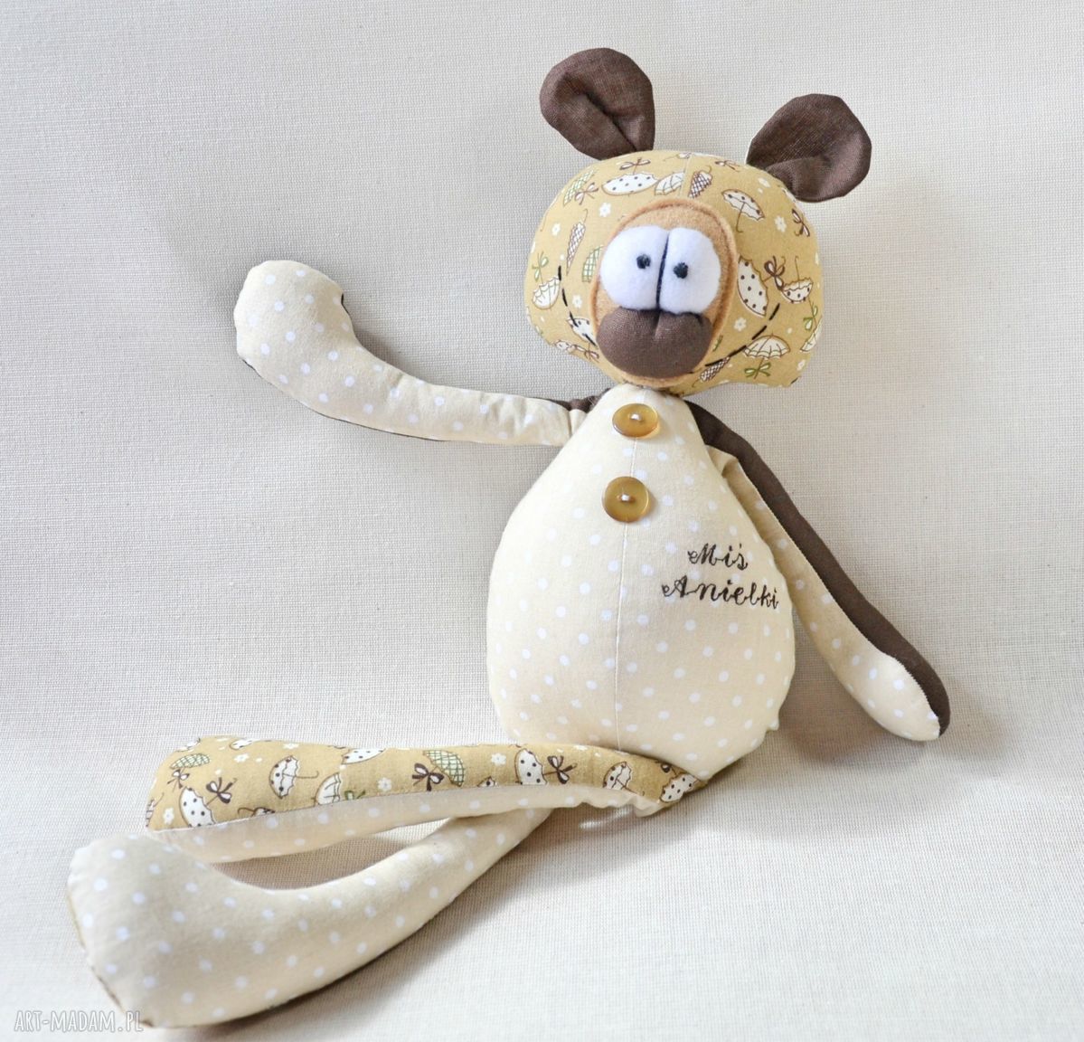 maskotki: Szyty miś Franciszek, przytulanka. Ręcznie wykonane